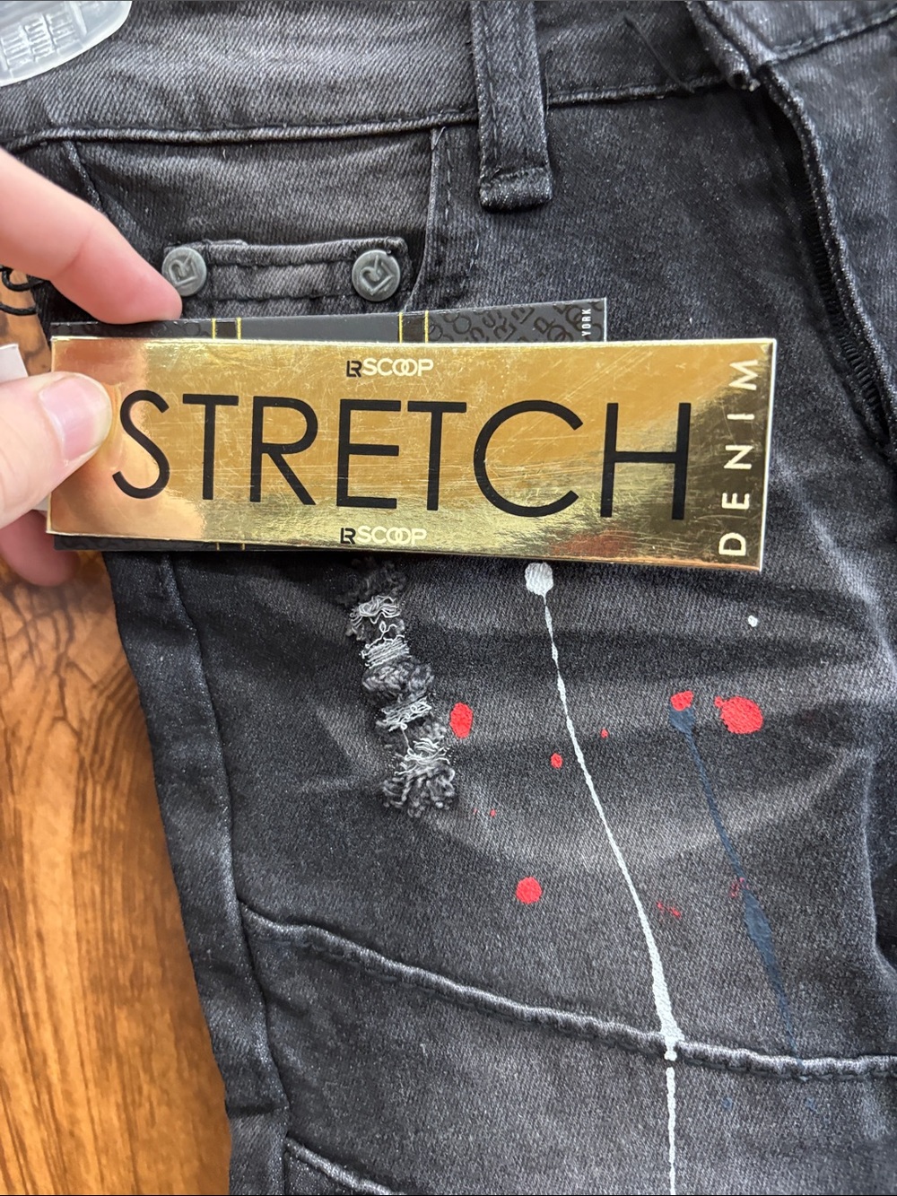 NWT Lr Scoop Kids' Black Paint-Splatter Moto Jeans - Picture 5 of 10